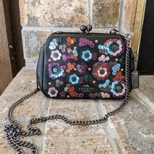NWOT Coach metallic flowers kisslock bag
